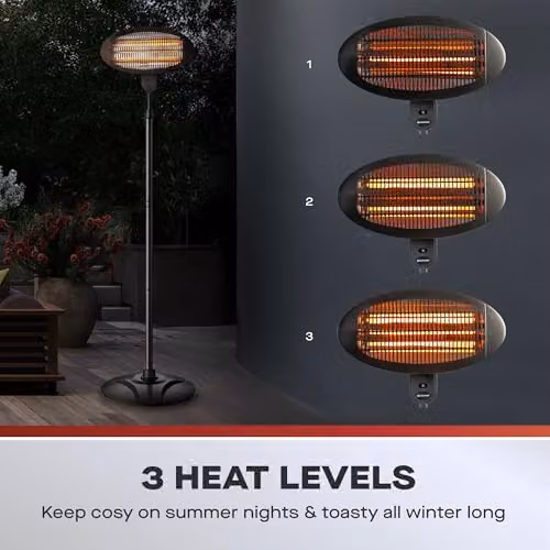 Daewoo 2000W Electric Patio Heater, Black, H x W x D: 210 x 50 x 50 cm – 3