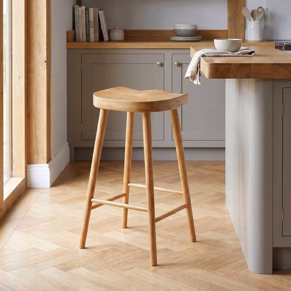 FORGEVIO Cheshire Bar Stool in Natural Whitewash Solid Oak – 3