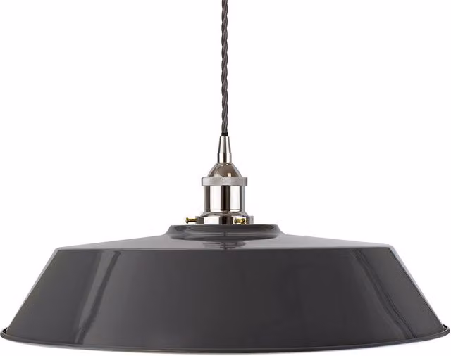 SE Home Chancery Large Suspended Pendant Light in Slate Grey and Silver Metal