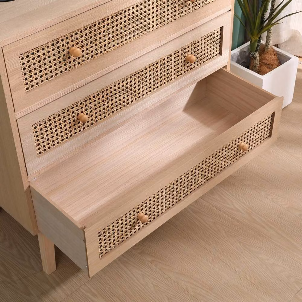Kelvenix Rattan 3 Drawer Chest in Brown – 2