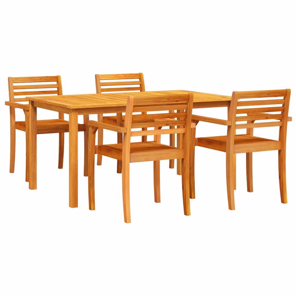 Berkfield Home 5-Piece Garden Dining Set in Brown Solid Acacia Wood – 2