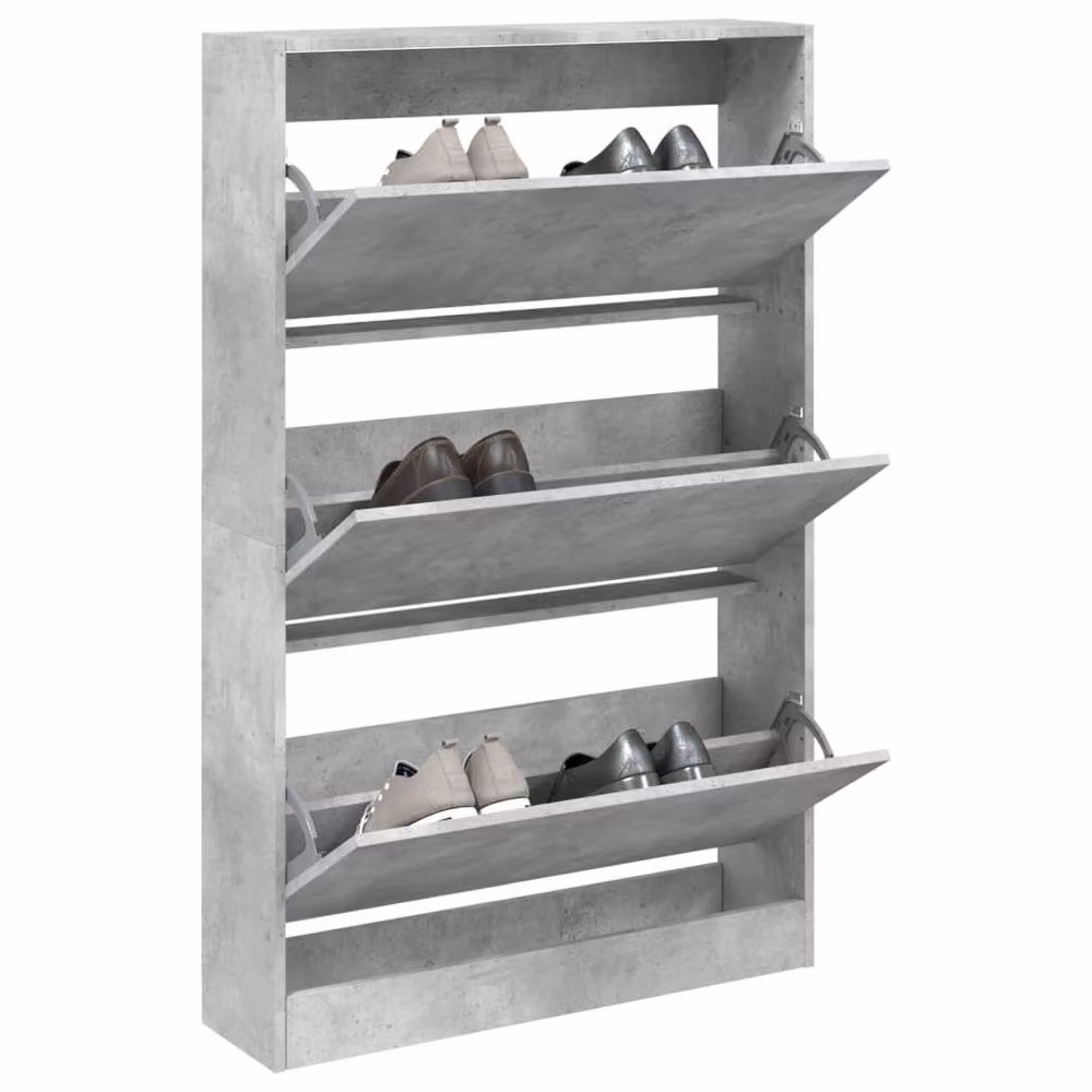 Berkfield Home Shoe Cabinet in Concrete Grey, W: 80 cm, D: 21 cm, H: 125.5 cm – 2