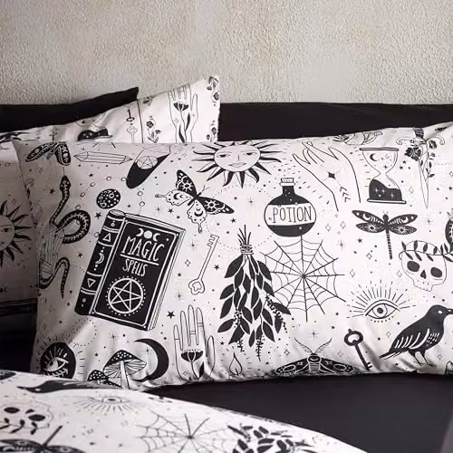 Catherine Lansfield Enchanted Witchcraft Reversible Duvet Cover and Pillowcase Set, Black, W/D/H: 180 x 200 cm – 2