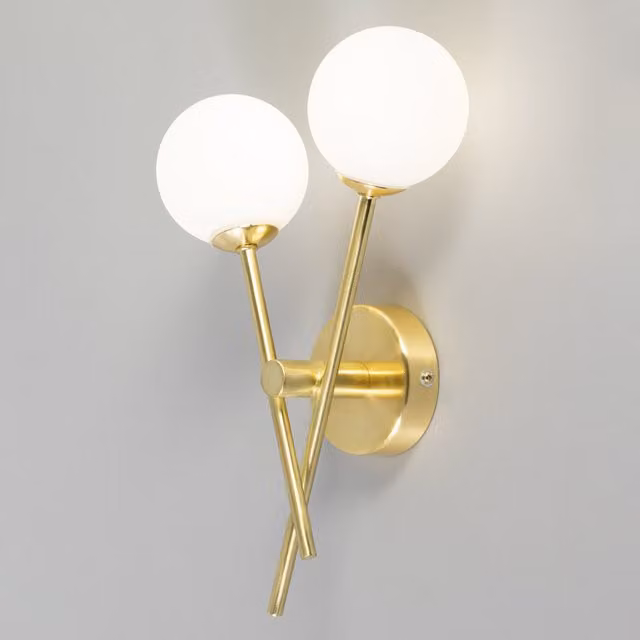 Litecraft Estelle Cross Arm Bathroom Wall Light in Brass