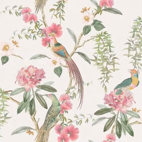 Arthouse Exotic Garden Pink and Green Floral Tropical Bird Wallpaper