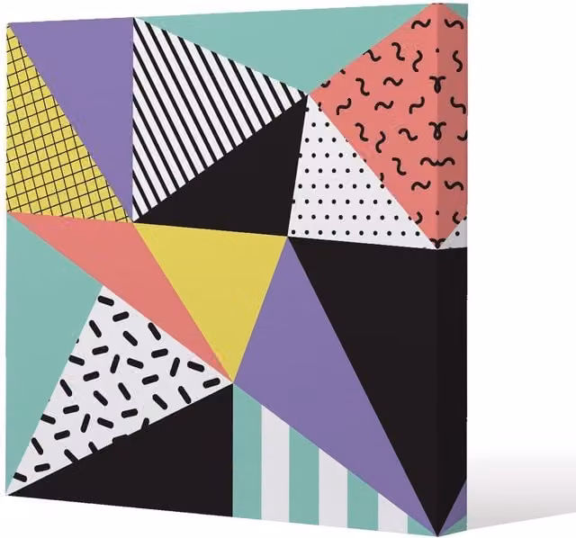 Benjamin Tate Design Retro Geometric Abstract Canvas Print in Beige and Multicolour, W/H: 30 x 30 cm
