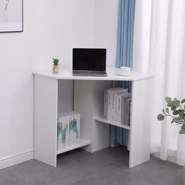 Home Source Wellington Compact Corner Computer Desk in White