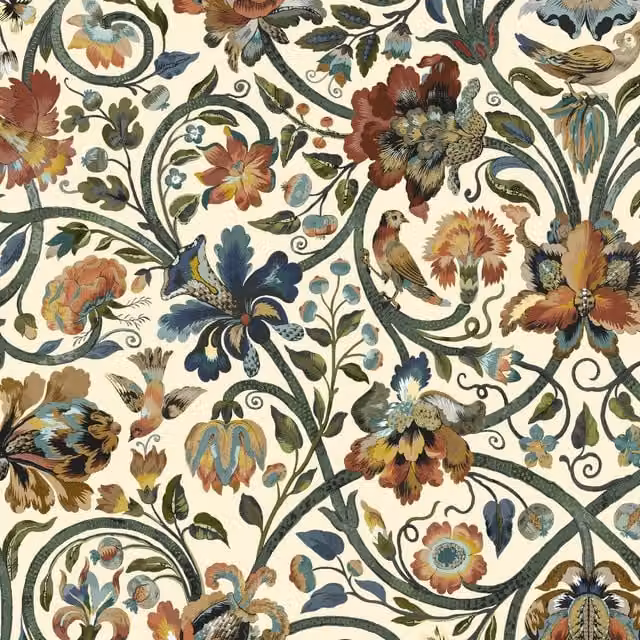 House of Hackney Gaia Botanical Floral Wallpaper in Beige and Multicolour