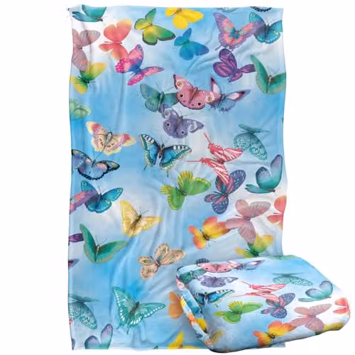 JQ Licensing Royce Mcclure Butterfly Sky Pattern Super Soft Polyester Fleece Throw Blanket, Multicolour, W/D/H: 91 x 147 cm – 1