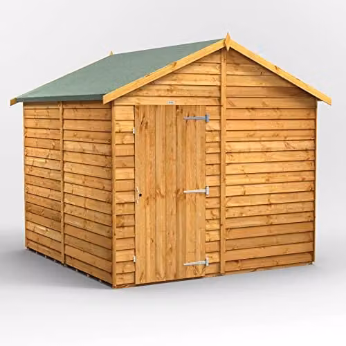 Powersheds Premium Apex Wooden Garden Shed in Brown, Windowless Storage Design