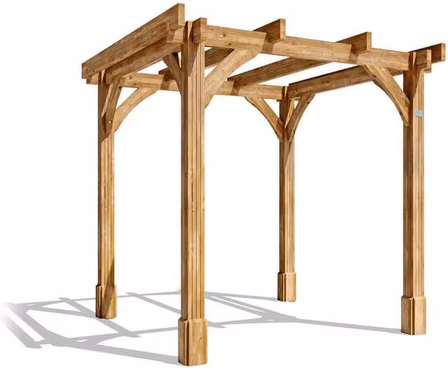 Dunster House Leviathan Wooden Garden Pergola Plant Frame Kit in Brown, W: 250 cm, D: 250 cm, H: 233 cm – 1