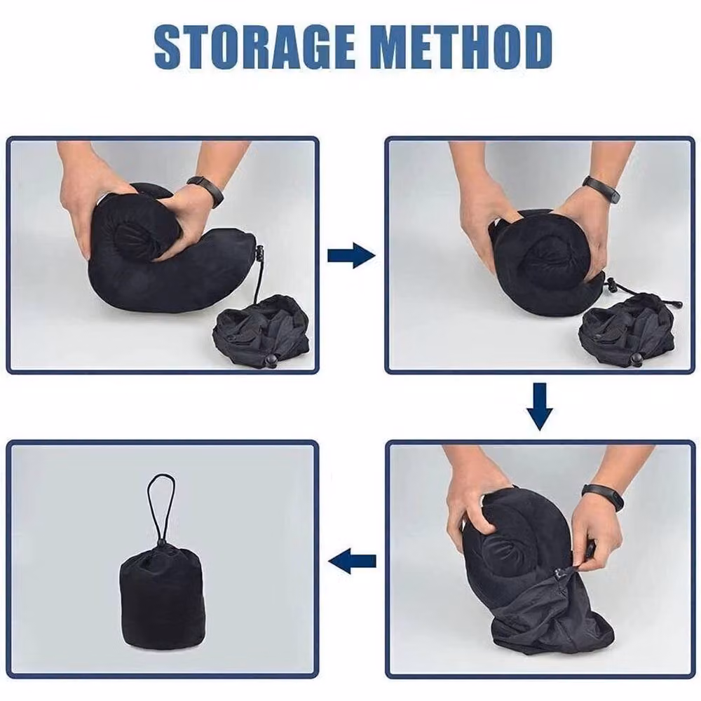 Kelvenix U-Shaped Memory Foam Travel Neck Pillow in Black Velour – 5