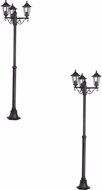 Loops 2 Pack Black Cast Aluminium IP44 Outdoor Bollard Garden Lights with E27 Bulb Holder