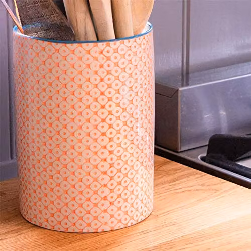 Nicola Spring Floral Patterned Ceramic Kitchen Canisters, Pack of 3, 1 l, Blue, Orange and Multicolour – 2