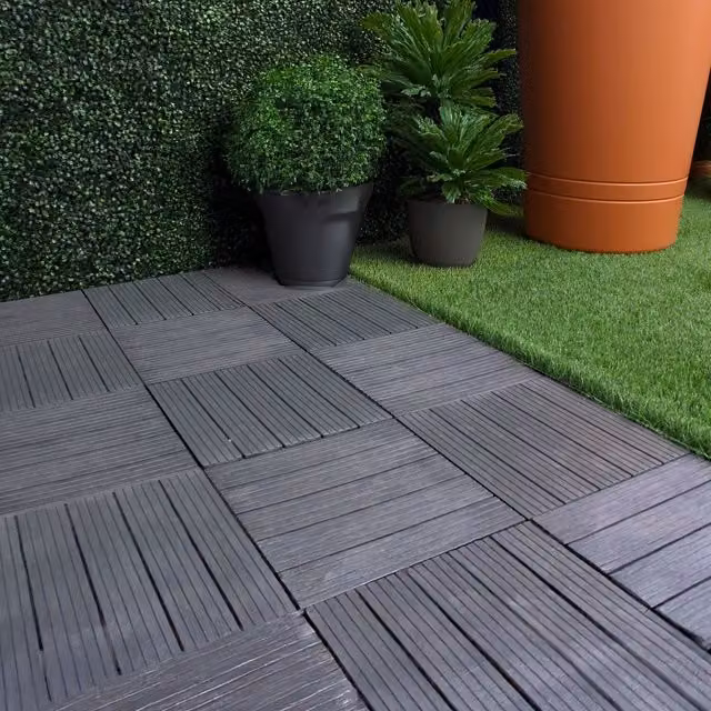 NOVECRAFTO Waterproof Wood Decking Tiles for Outdoor Garden Patio and Balcony, Grey, 10 Pack, W/D/H: 30 x 30 x 3 cm
