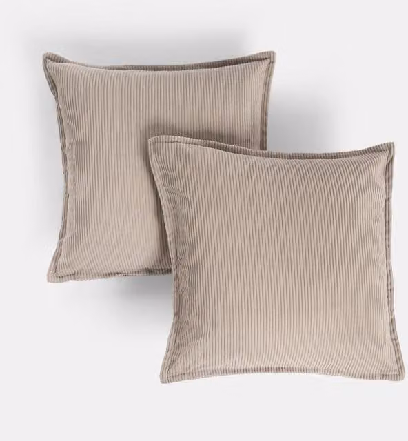 OHS Oxford Edge Corduroy Cushion Covers in Grey, Pack of 4