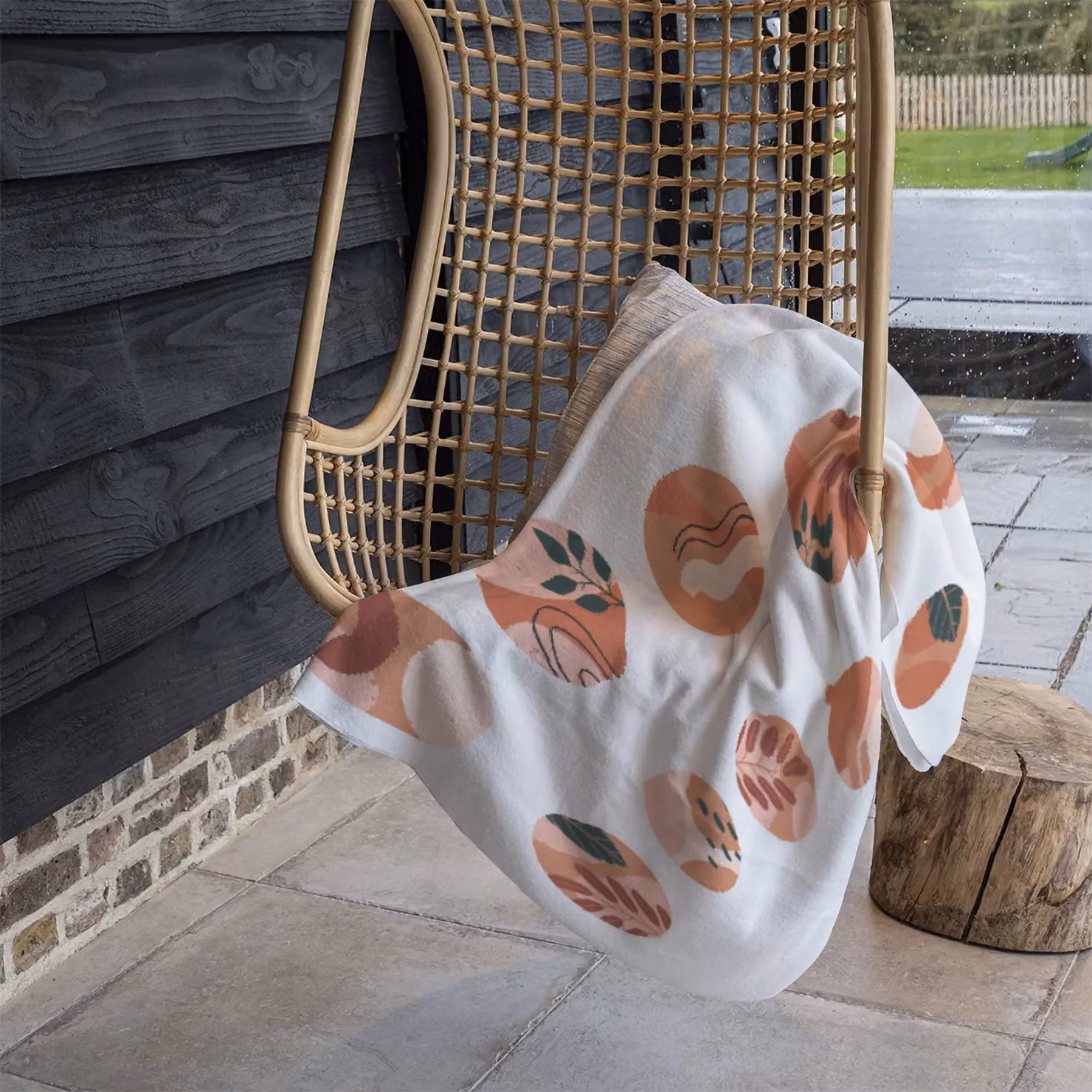 Benjamin Tate Design Plant and Textures in Autumn Style Floral Fleece Blanket in Pink and Beige, W/D/H: 120 x 150 cm – 4