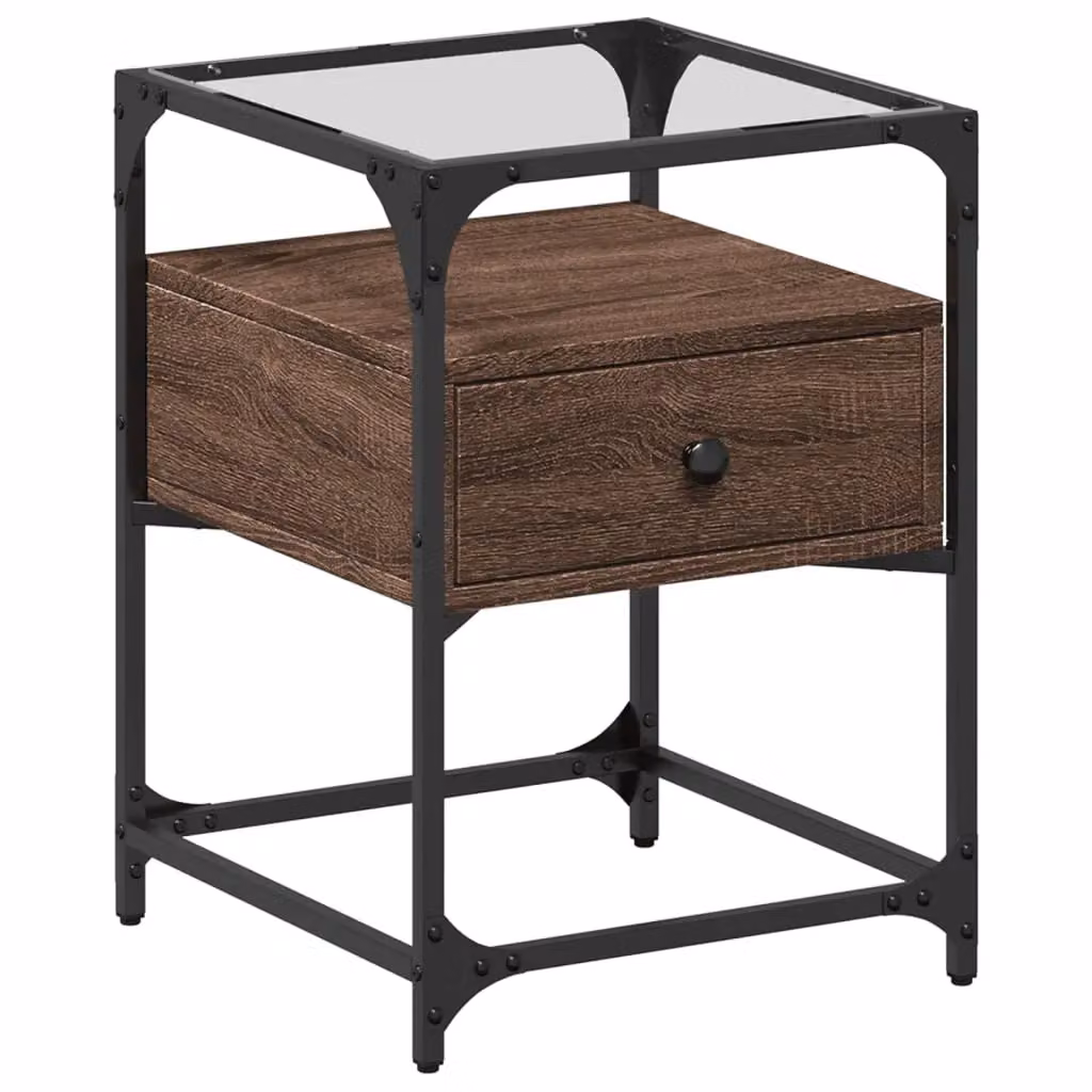 Berkfield Home Bedside Cabinet in Brown Oak, W/D/H: 40 x 40 x 55 cm – 2