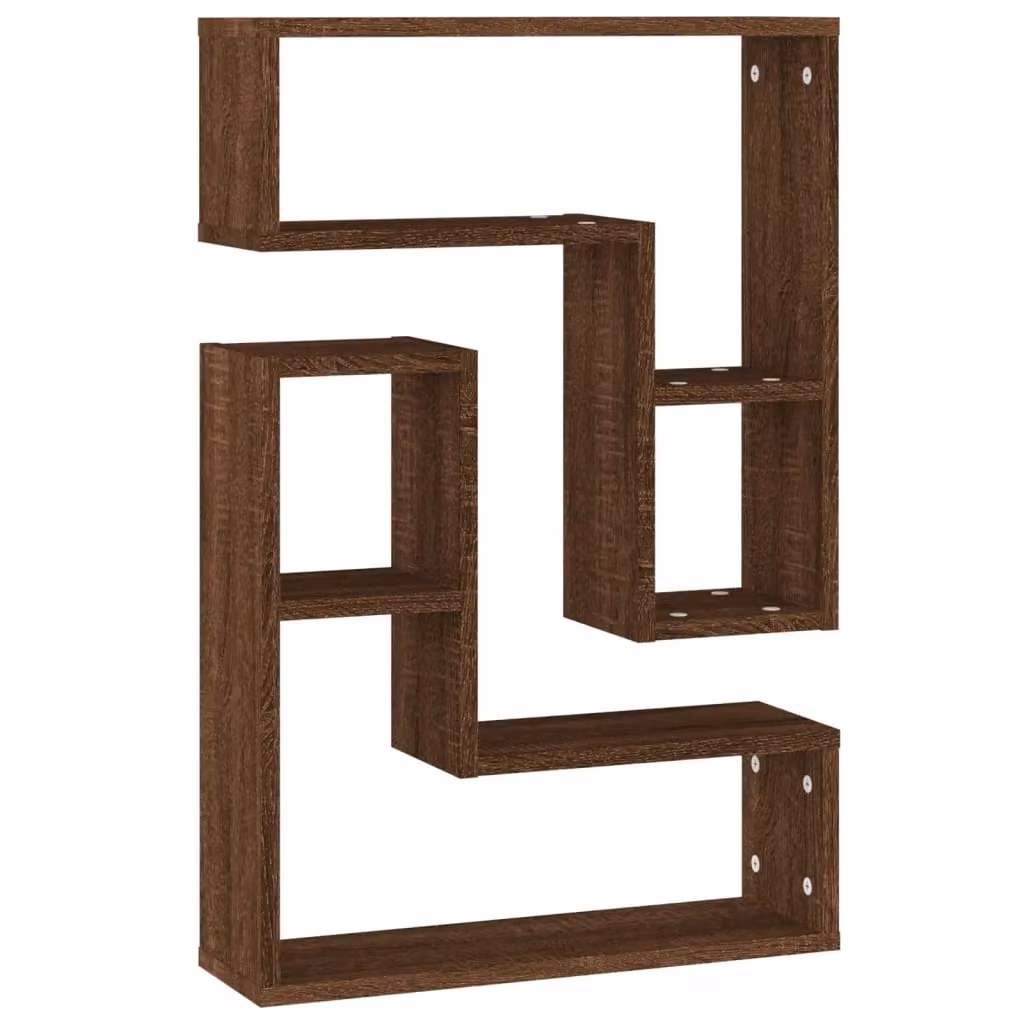 Berkfield Home Set of 2 Wall Mounted Shelves in Brown Oak, W/D/H: 50 x 15 x 50 cm – 2