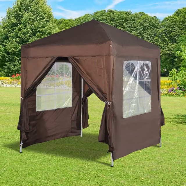 Outsunny Heavy Duty Pop Up Gazebo Marquee Tent Canopy, Brown