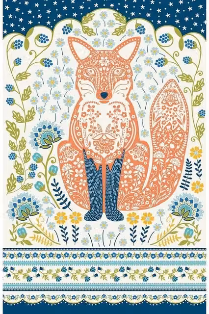 Ulster Weavers Woodland Fox Animal Print 100% Cotton Tea Towel in Green
