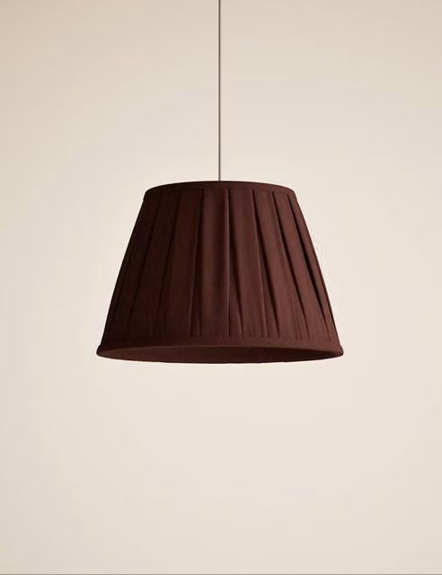 M&S Classic Wide Pleated Fabric Lampshade in Red