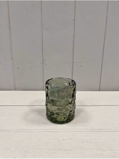 KDMD Large Vintage Green Textured Glass Tealight Candle Holder