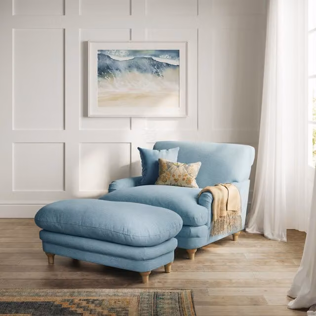 LPD Home Plumpton Blue Fabric Tub Accent Chair