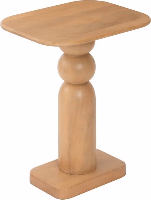 MH London Vita Solid Wood Side Table in Brown and Beige