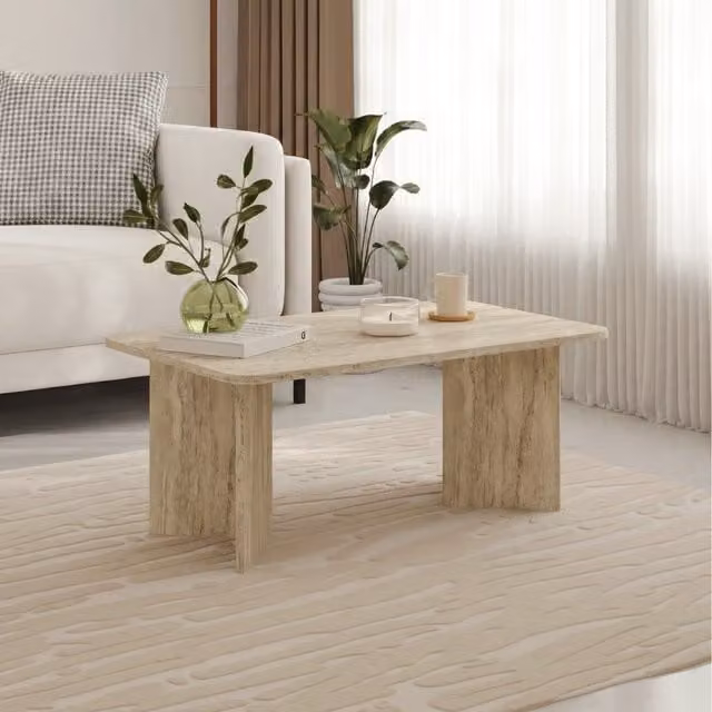 Decortie Sam Modern Rectangular Coffee Table in Beige, W: 100 cm, D: 41.8 cm, H: 41.8 cm – 1