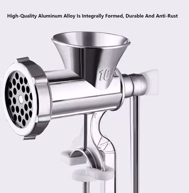 NESTLUNE Manual Meat Grinder in Silver, W: 100 cm, D: 15 cm, H: 15 cm
