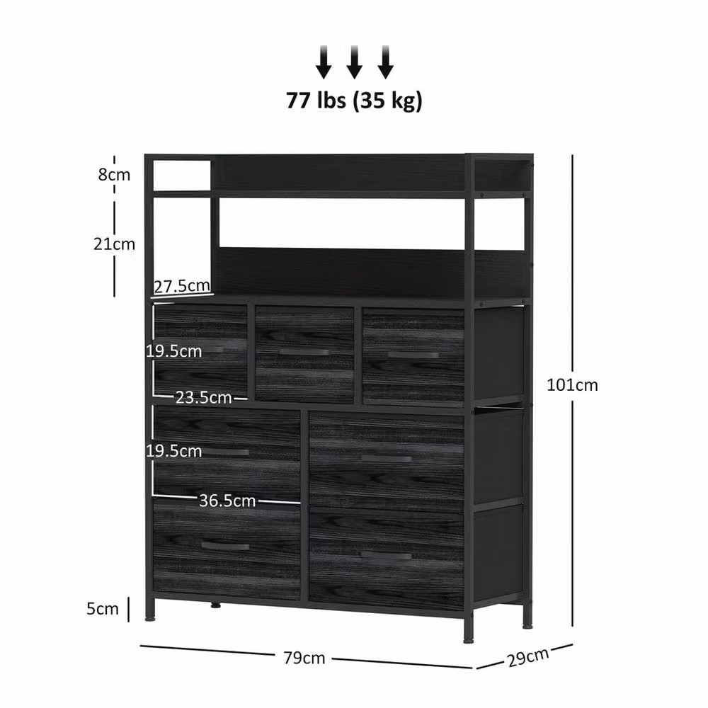 FORGEVIO 7 Drawer Bedroom Chest of Drawers in Black – 2