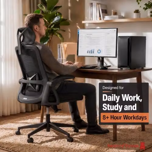 Realm of Thrones Black Mesh Ergonomic Office Chair with Headrest and Weight Adjustment – 8