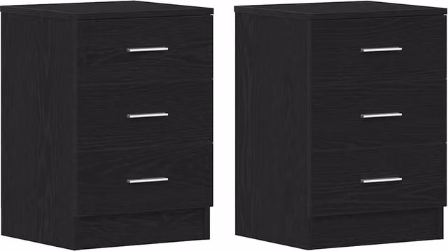 Berkfield Home Set of 2 Durable Bedside Cabinets in Black Oak, W/D/H: 38 x 35 x 55 cm – 1
