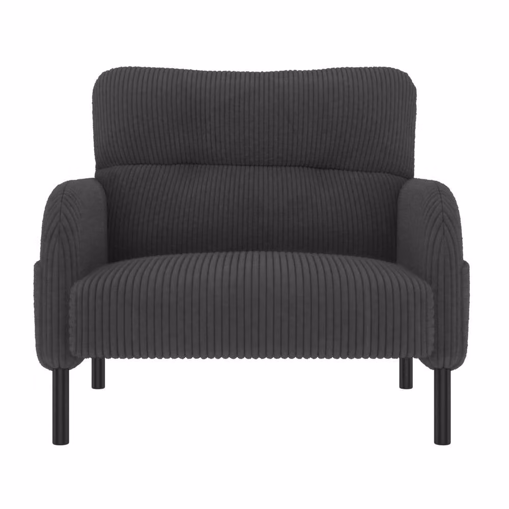 Direct Wicker Grey Corduroy Single Armchair with Wide Seat and Solid Wood Frame – 7