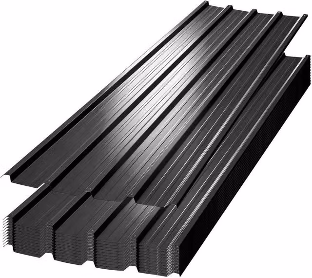 SPETLEK 12 Pack Black Corrugated Galvanised Steel Roof Sheets for Garage, Carport or Shed, W: 52 cm, L: 1000 cm