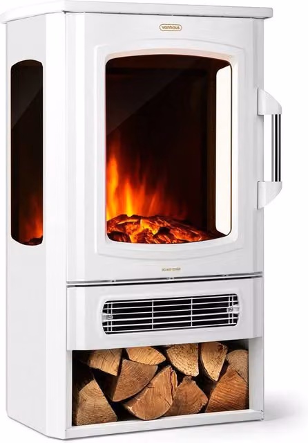 VonHaus 2000W Electric Log Burner in White, W/D/H: 74.5 x 32 x 32 cm – 7