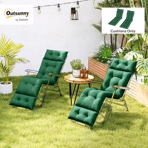 Outsunny Set of 2 Green Sun Lounger Cushions, W/D/H: 190 x 56 x 10 cm – 2