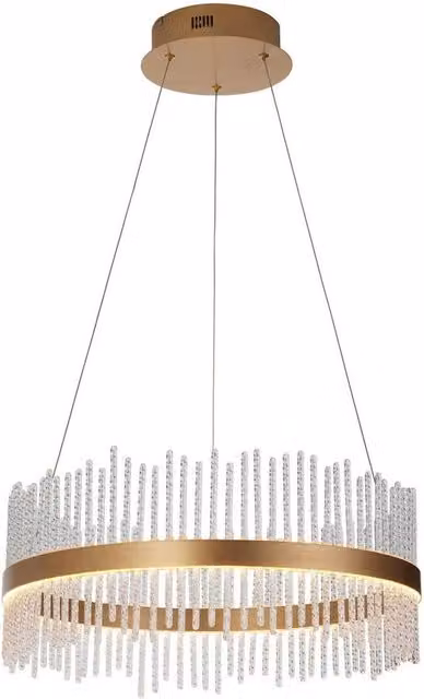 Netlighting Trapani Dimmable LED Pendant Ceiling Light in Brushed Gold with Transparent Glass