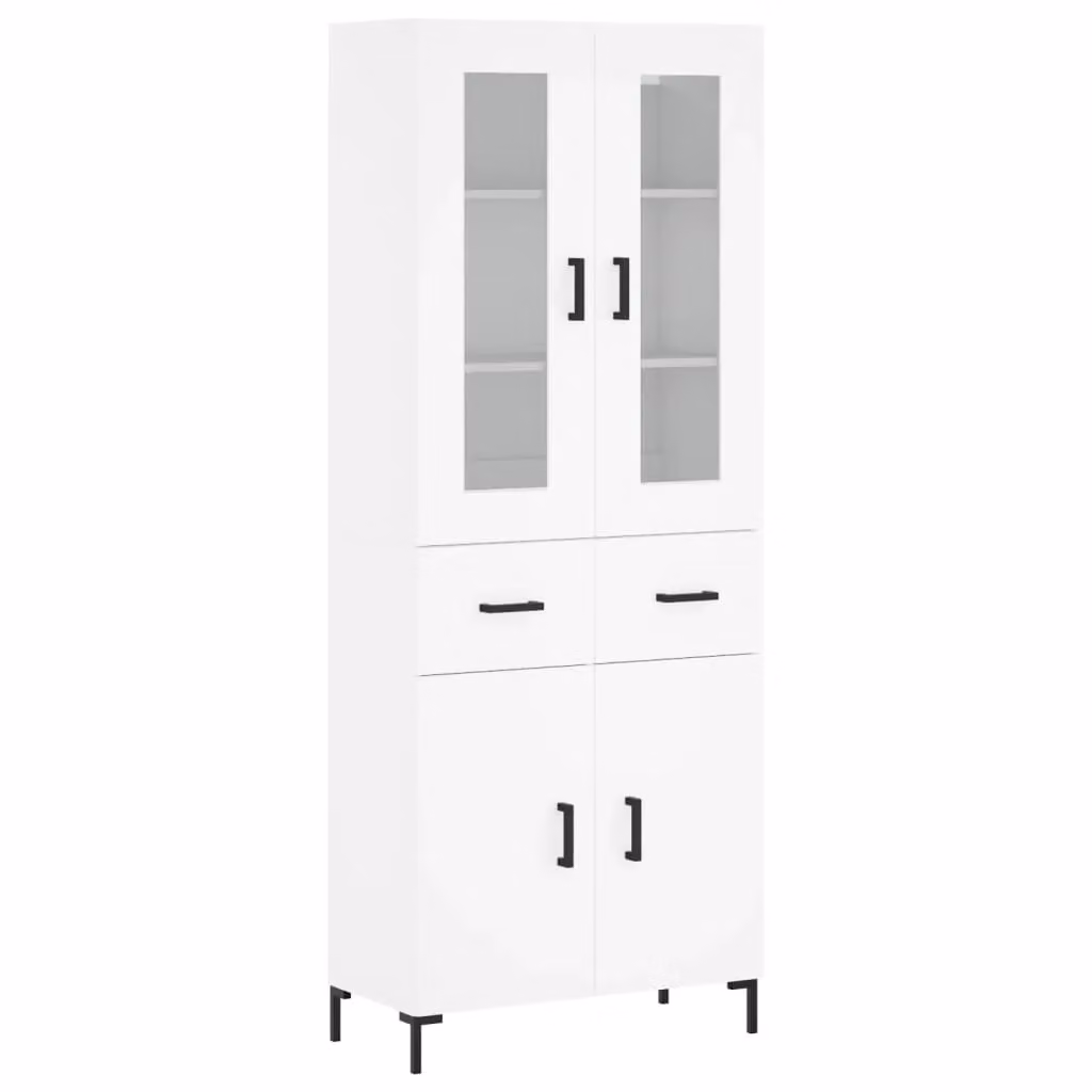 Berkfield Home Modern White Highboard with Internal Shelves, W/D/H: 69.5 x 34 x 180 cm – 2