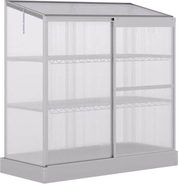 FLAVORA 3-Tier Greenhouse in Transparent with Steel and Aluminium Frame, W: 121.92 cm, D: 60.96 cm, H: 139.5 cm