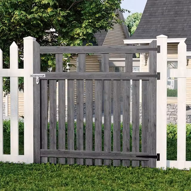 Livingandhome Grey Spruce Wood Garden Fence Gate with Raised Sides, Width: 120 cm