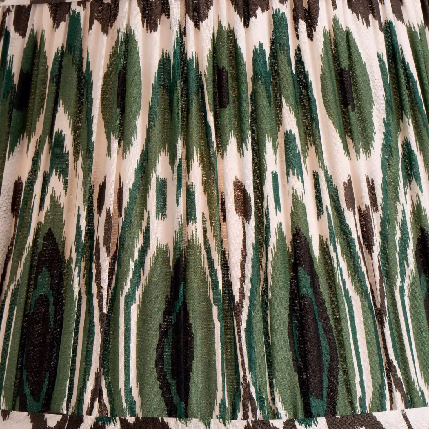 Ruma Green Ikat Patterned Pleated Tapered Fabric Lampshade for Floor Lamps, Diameter: 30.48 cm – 3