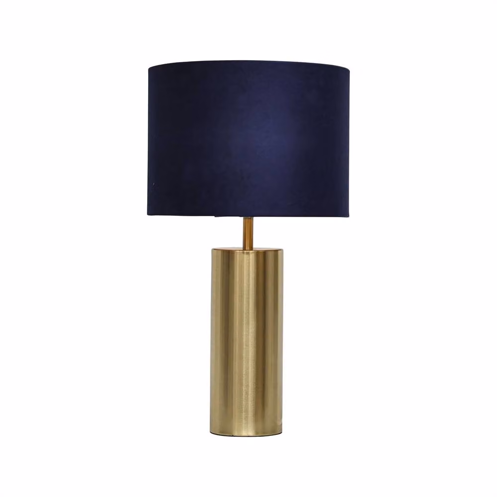 First Choice Lighting Set of 2 Amber Gold Touch Table Lamps with Navy Blue Velvet Shades – 2