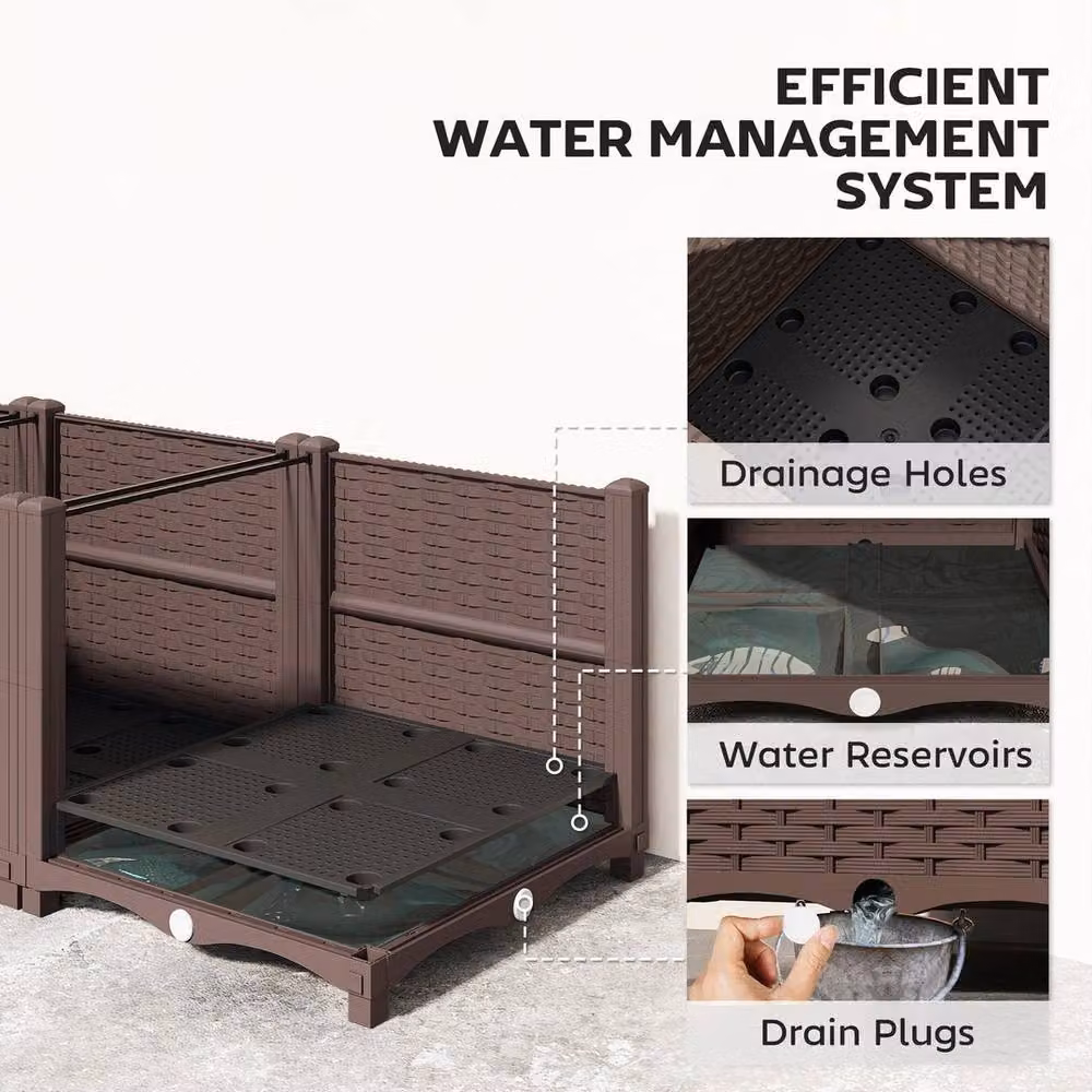 NESTLUNE Plastic Raised Garden Bed in Brown, W/D/H: 40 x 40 x 37 cm – 4