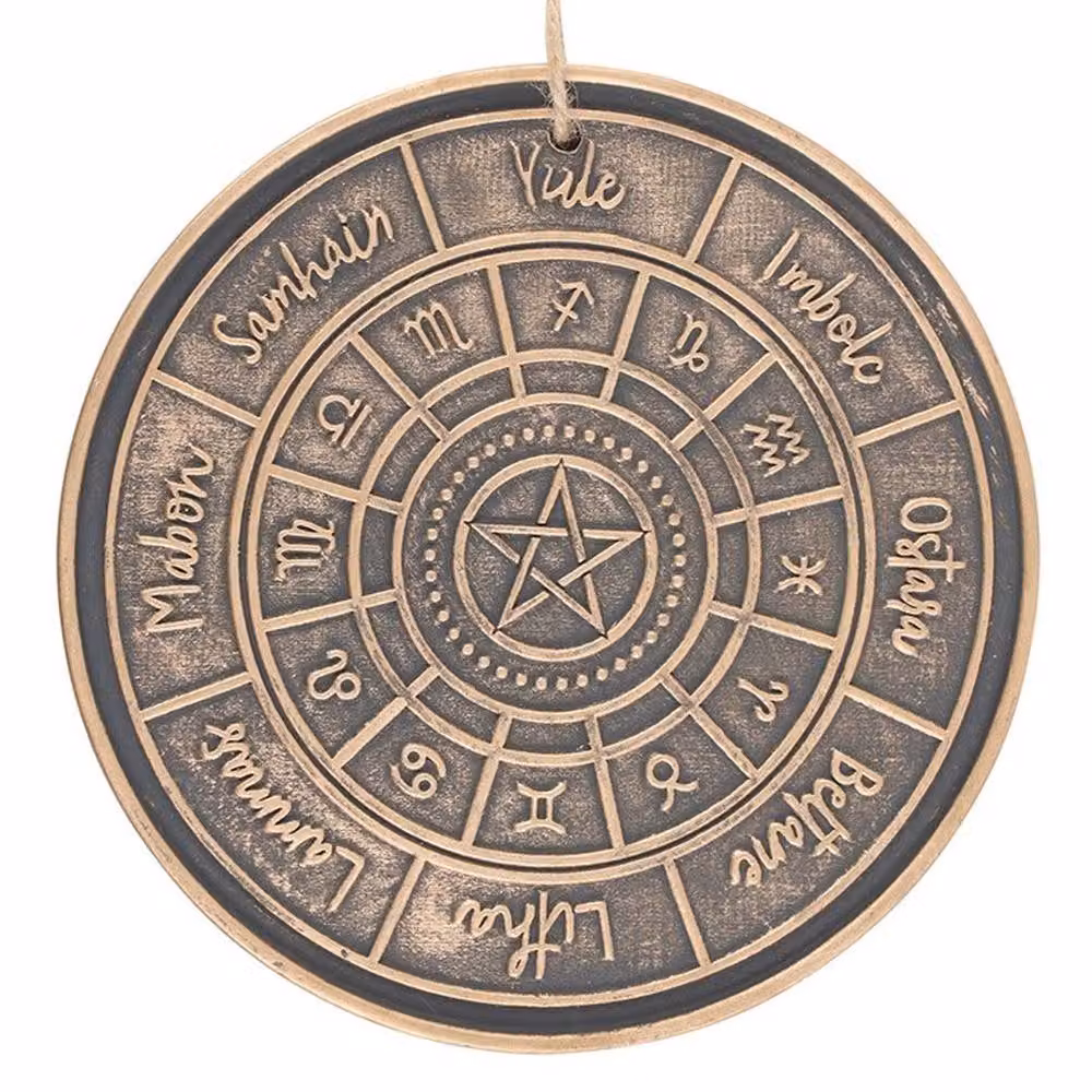 Uniqueful Bronze Wheel of the Year Hanging Ceramic Mandala Wall Plaque – 2
