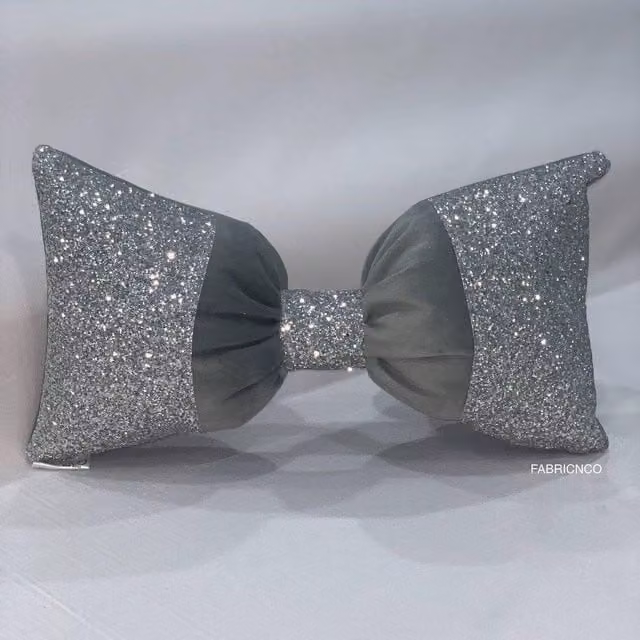 FABRICNCO Grey Plush Velvet Glamour Cushion