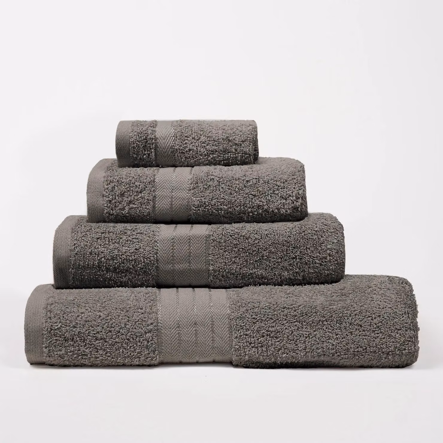 OHS 10 Pack of Fluffy 100% Cotton Grey Bathroom Hand Towels – 2