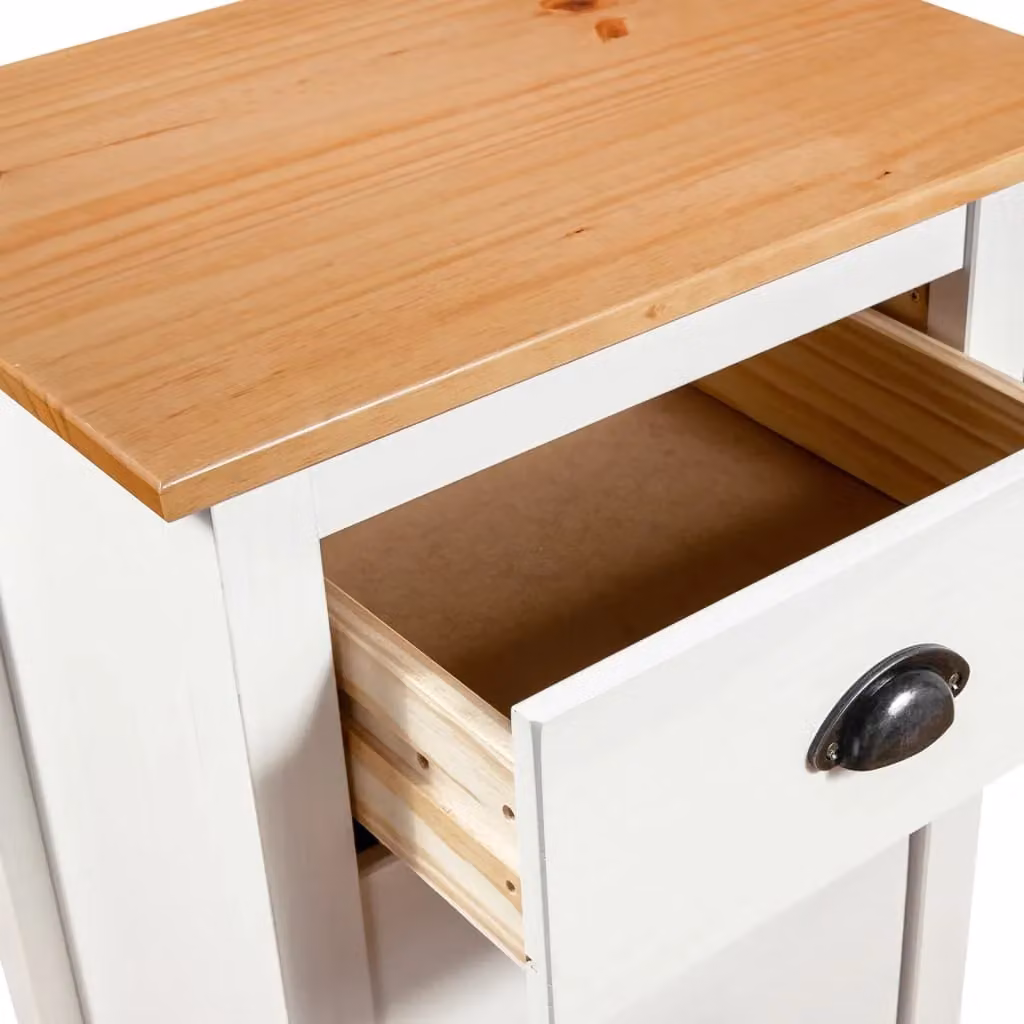 Berkfield Home Hill Sideboard in White Solid Pine Wood, W/D/H: 46 x 35 x 80 cm – 2
