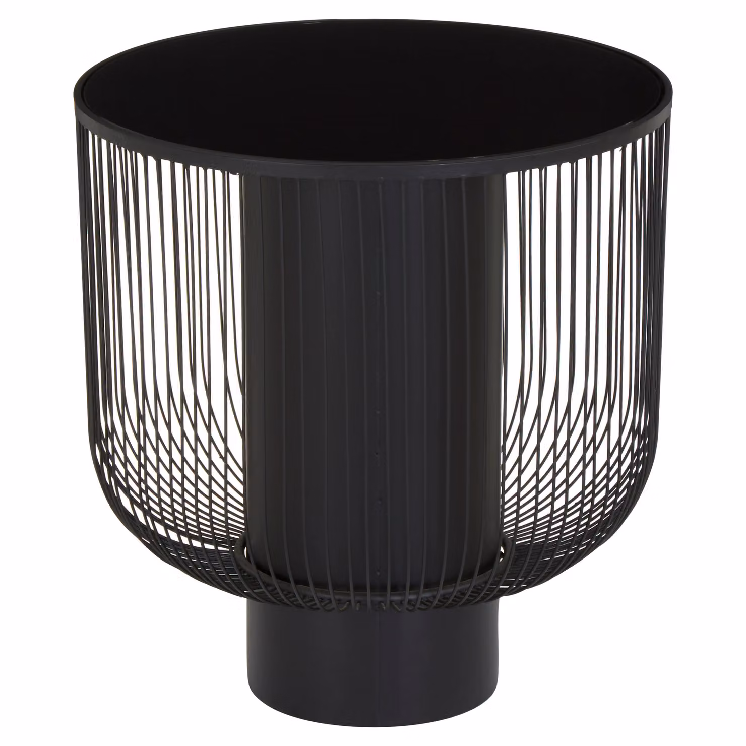 Interiors by Premier Orsina Modern Round Black End Table with Glass Top and Matt Metal Base, W/D/H: 50 x 50 x 54 cm – 2
